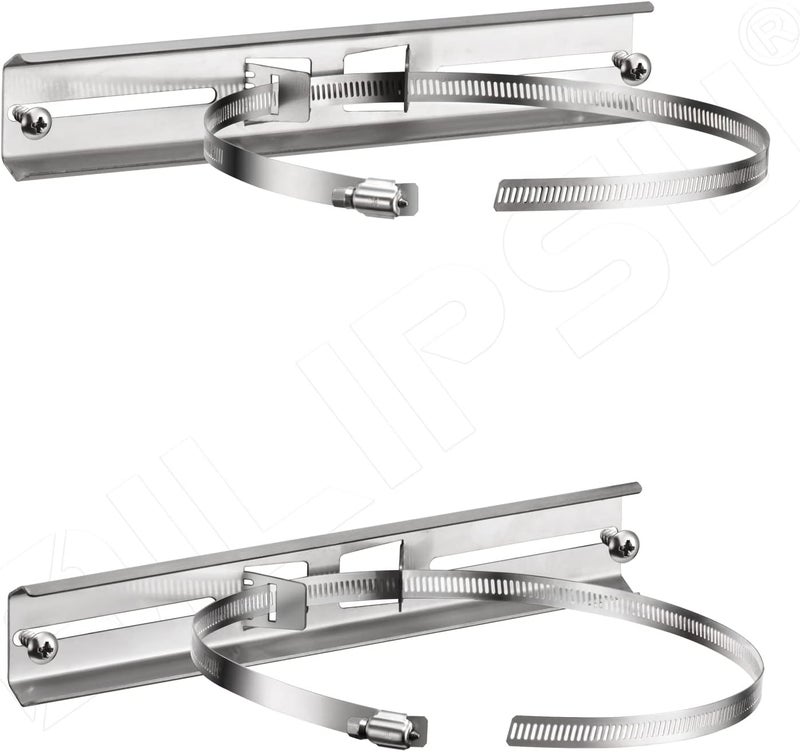 QILIPSU Pole Mounting Kits, 304 Stainless Steel 11.4" x 1.9" Brackets with Adjustable 2–8 Inch Clamps for Electrical Boxes, Devices, and Outdoor Applications - Image 1